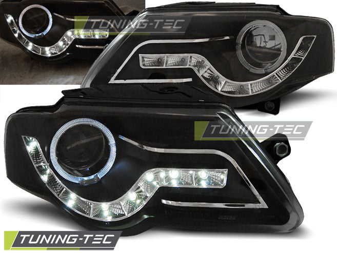 Phares de jour noirs compatibles avec VW Passat B6 3C 03.05-10