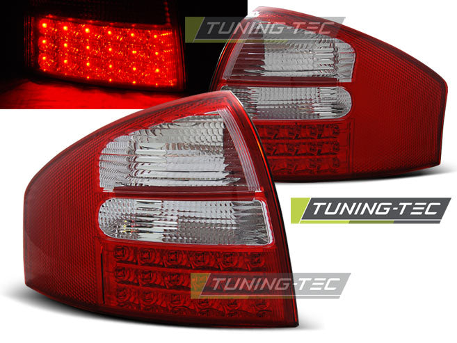 Feux arrière à LED rouges et blancs compatibles avec Audi A6 berline (05.97-05.04)