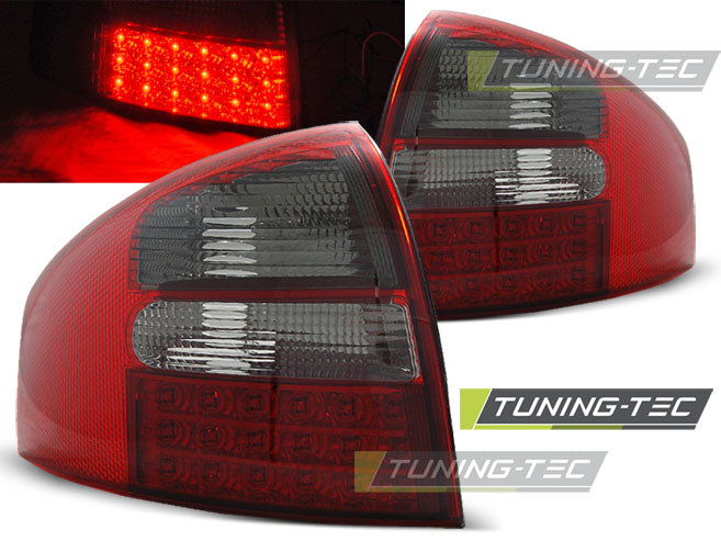 Feux arrière à LED rouge fumé compatibles avec Audi A6 berline 05.97-05.04