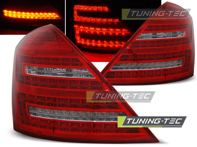 Feux arrière à LED rouge et blanc compatibles avec Mercedes W221 Classe S (2005-2009)