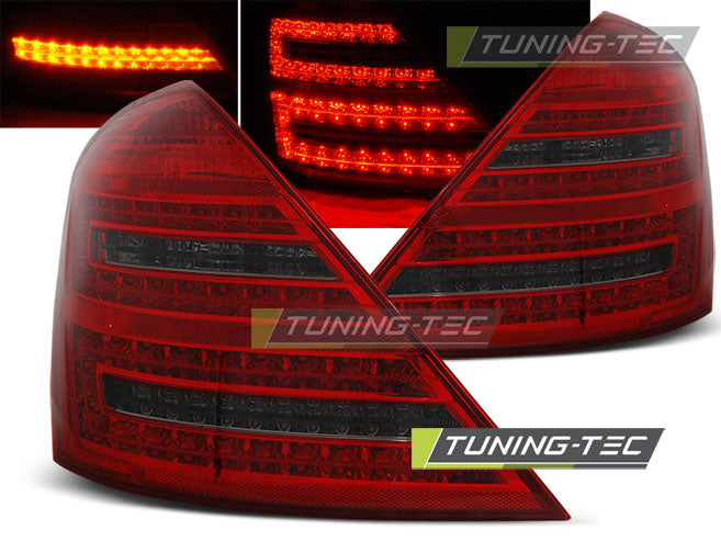 Feux arrière à LED rouge fumé compatibles avec Mercedes W221 Classe S 05-09