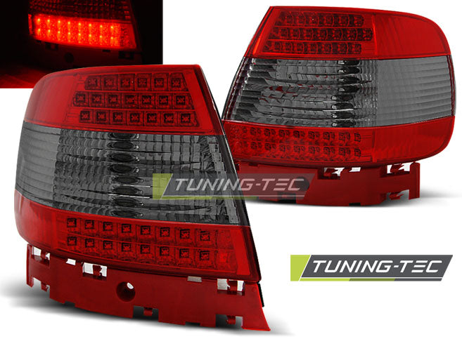 Feux arrière à LED rouge fumé compatibles avec Audi A4 11.94-09.00