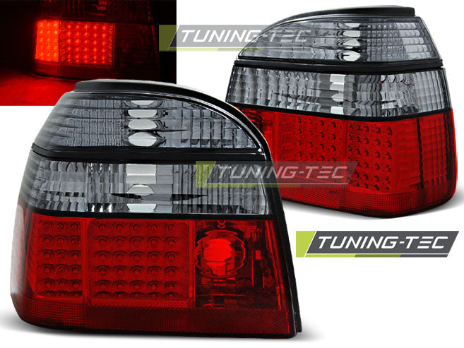Feux arrière à LED rouge fumé compatibles avec VW Golf 3 09.91-08.97