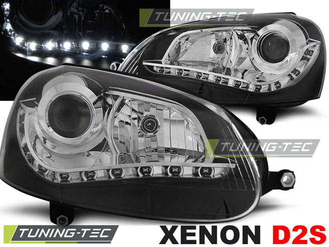 Phares au xénon noirs compatibles avec VW Golf 5