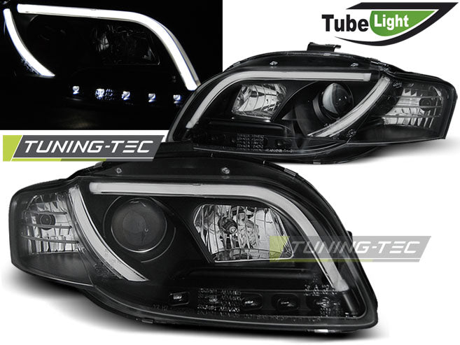 Tube lumineux de phare noir compatible avec Audi A4 B7 11.04-03.08