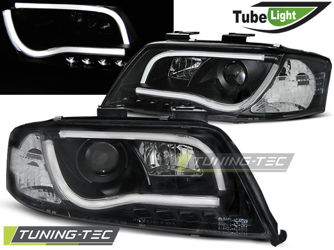 Tube lumineux de phare noir compatible avec Audi A6 05.97-05.01