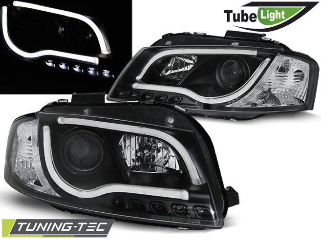 Tube lumineux de phare noir compatible avec Audi A3 8P 03-08