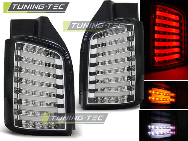 Feux arrière à LED chromés noirs compatibles VW T5 04.03-09 / 10-15