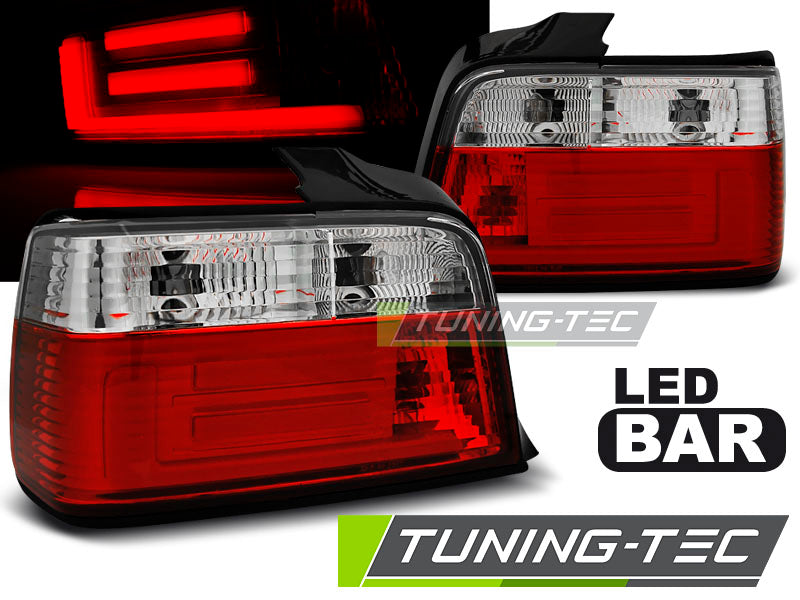 Feux arrière à LED rouges et blancs compatibles avec BMW E36 berline (2012-2008-1999)