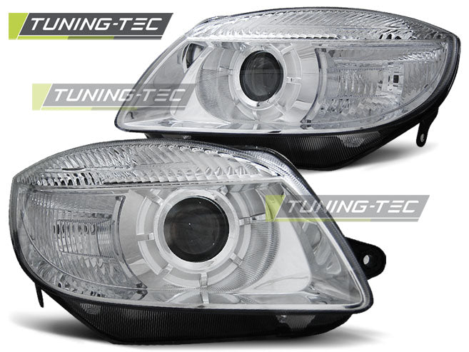 PHARES CHROMÉS pour SKODA FABIA 07-03.10 / ROOMSTER 06-03.10