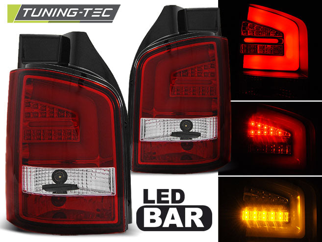 Feux arrière à LED rouges et blancs compatibles avec VW T5 04.10-15