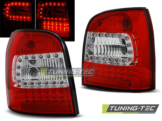 Feux arrière à LED rouge et blanc compatibles avec Audi A4 Avant (1994-2001)