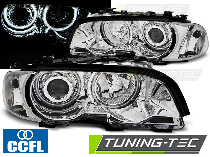 Phares Angel Eyes CCFL chromés compatibles BMW E46 04.99-03.03 Coupé Cabriolet
