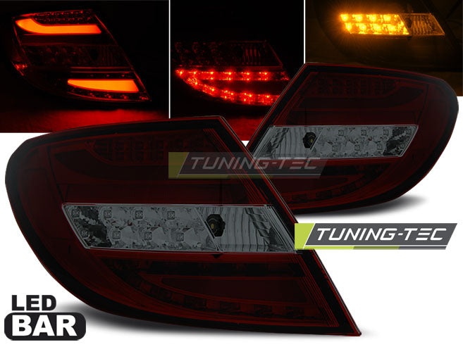Feux arrière à LED rouges fumés compatibles avec Mercedes Classe C W204 Berline 07-10