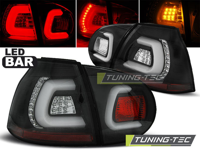 Feux arrière à LED noirs compatibles avec VW Golf 5 10.03-09