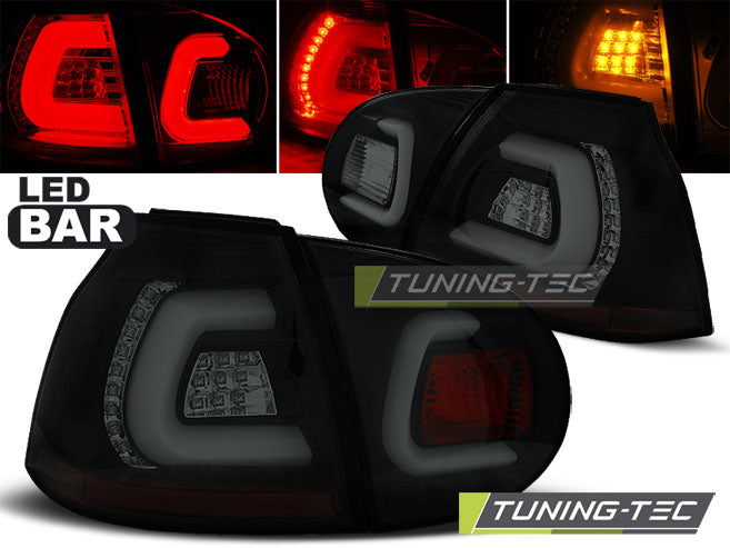 Feux arrière à LED noirs fumés compatibles avec VW Golf 5 10.03-09