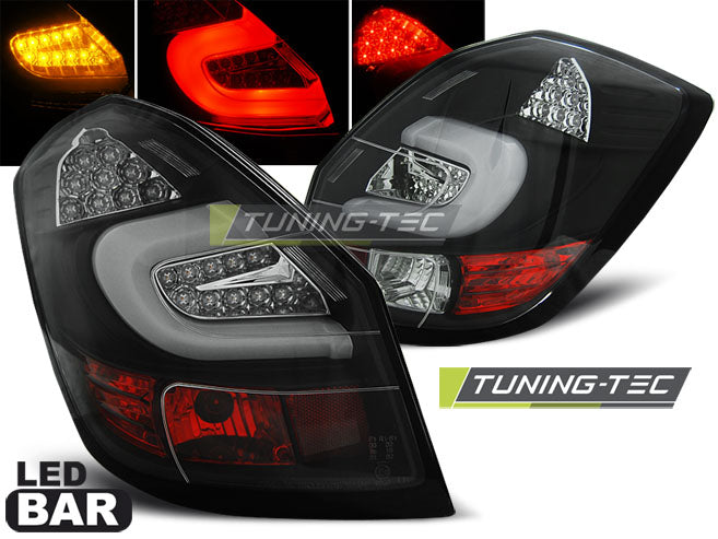 Feux arrière à LED noirs compatibles avec SKODA FABIA II 07-06.14