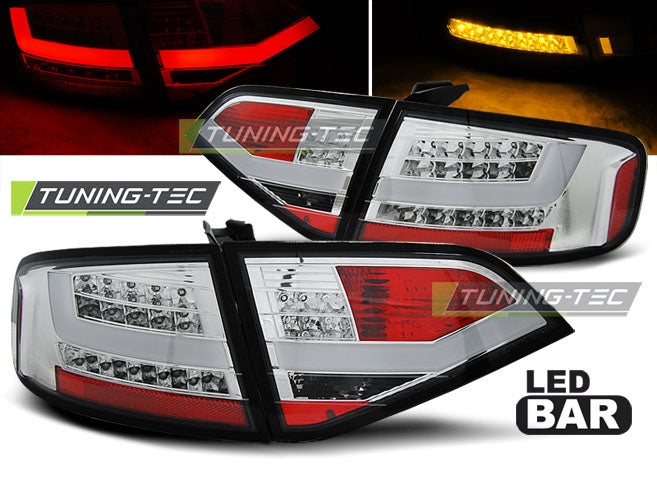 Feux arrière à LED chromés compatibles avec Audi A4 B8 berline 08-11