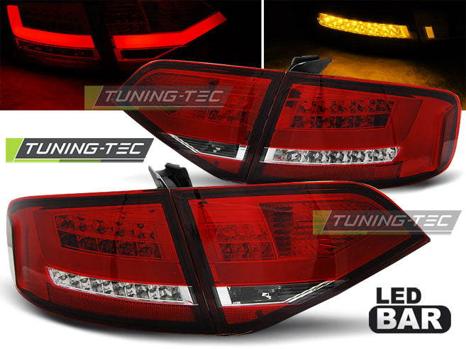 Feux arrière à LED rouges et blancs compatibles avec Audi A4 B8 berline (2008-2011)