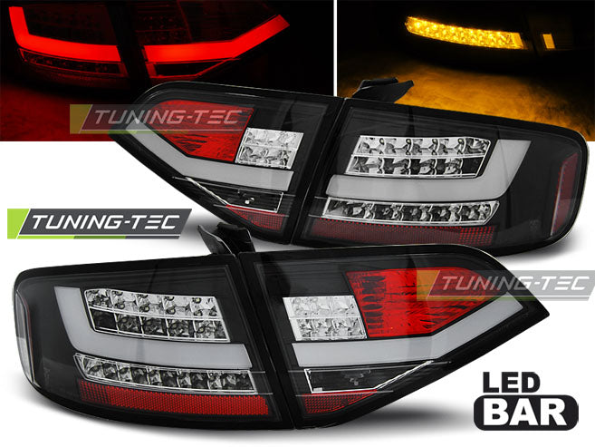Feux arrière à LED noirs compatibles avec Audi A4 B8 berline 08-11