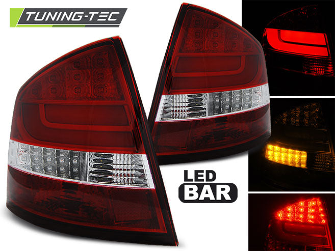 Feux arrière à LED rouges et blancs compatibles avec Skoda Octavia II Berline 04-12