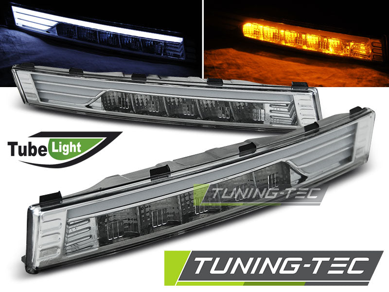 Feux de direction avant chromés à LED compatibles avec VW Passat B6 04.05-09.10