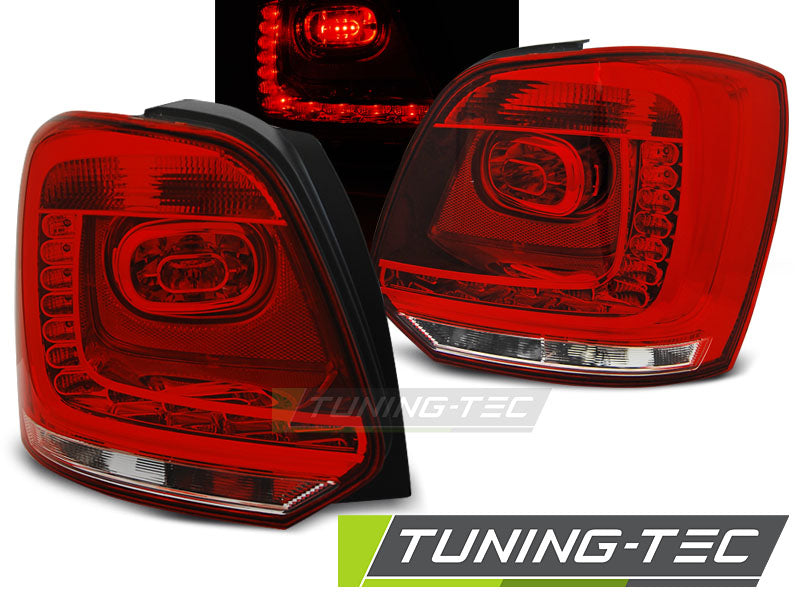 Feux arrière à LED rouges et blancs compatibles avec VW Polo 09-14