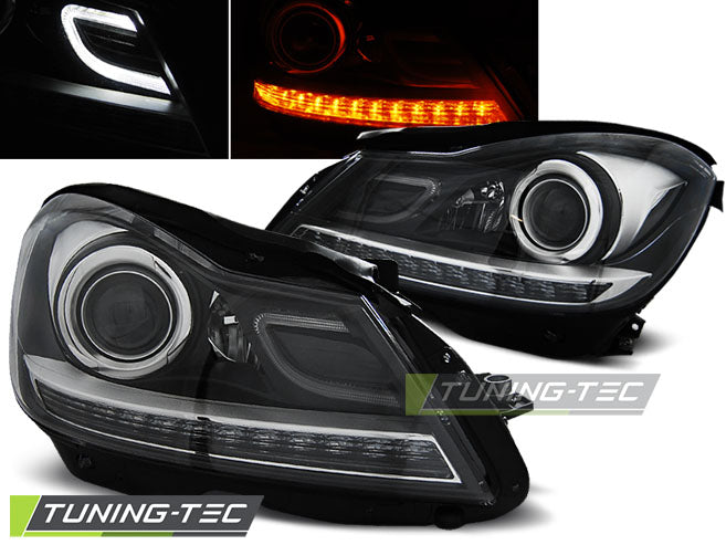 Phares noirs compatibles avec Mercedes W204 11-14
