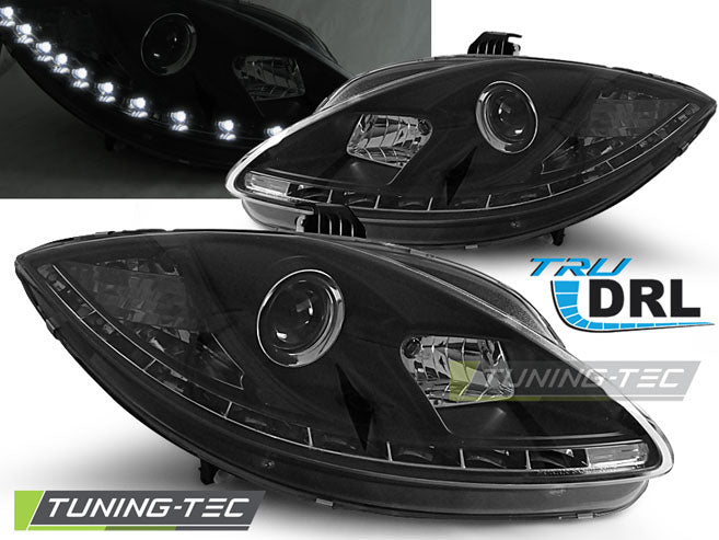 Phares avec feux de jour noirs compatibles avec SEAT LEON ALTEA 09-12