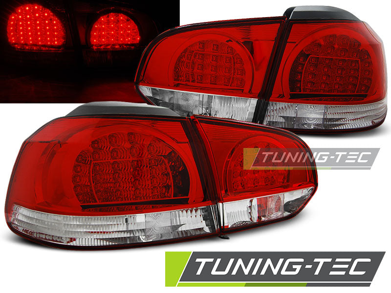Feux arrière à LED rouge et blanc compatibles avec VW Golf 6 10.08-12