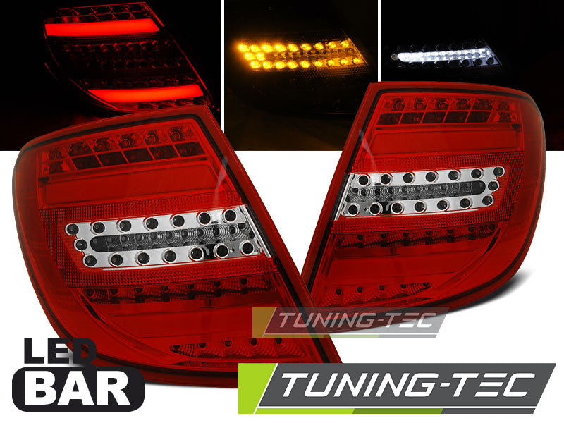 Feux arrière à LED rouges et blancs compatibles avec Mercedes Classe C W204 Kombi 07-10