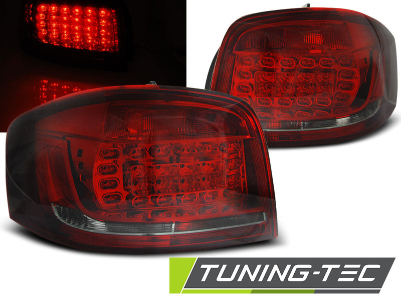 Feux arrière à LED rouge fumé compatibles avec Audi A3 08-12