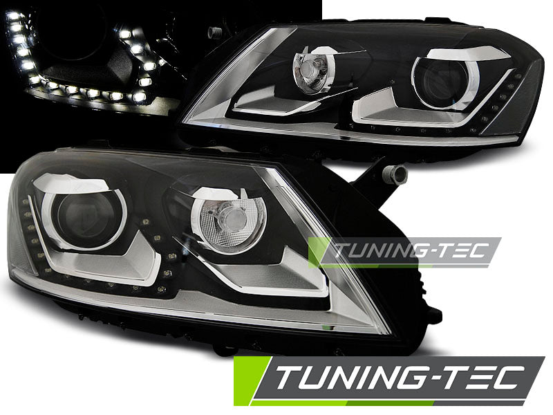Phares de jour noirs compatibles avec VW Passat B7 10.10-10.14