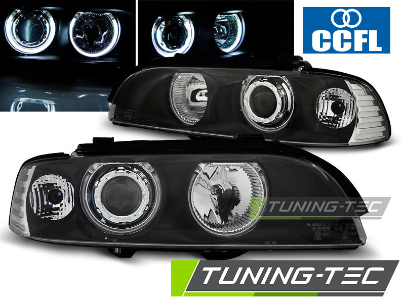 Phares Angel Eyes CCFL noirs compatibles BMW E39 09.95-06.03