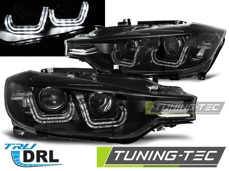 Phares avant à LED en U noirs compatibles BMW F30/F31 10.11 - 05.15