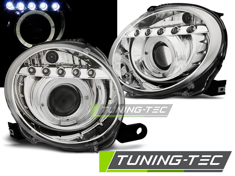 FIAT 500 07-15 PROJEKTEUR CHROME LED
