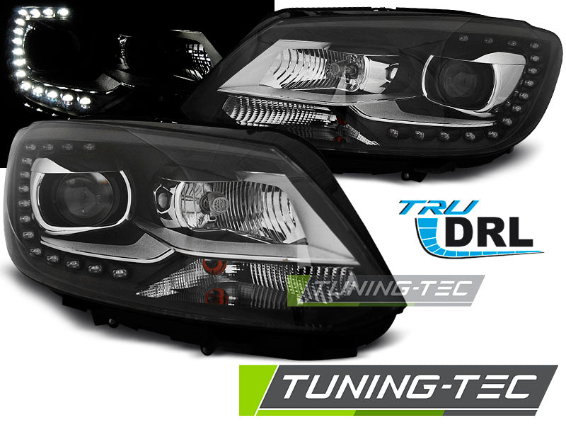 Phares avec feux de jour noirs pour VW Touran II (08.10-15)