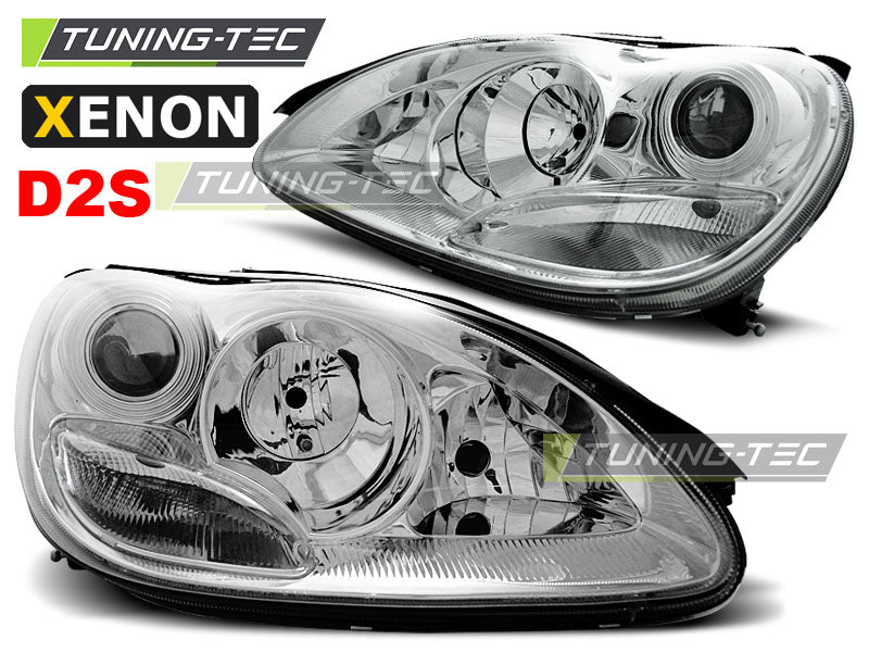 Phares au xénon chromés compatibles avec Mercedes W220 Classe S (10.02-05.05)