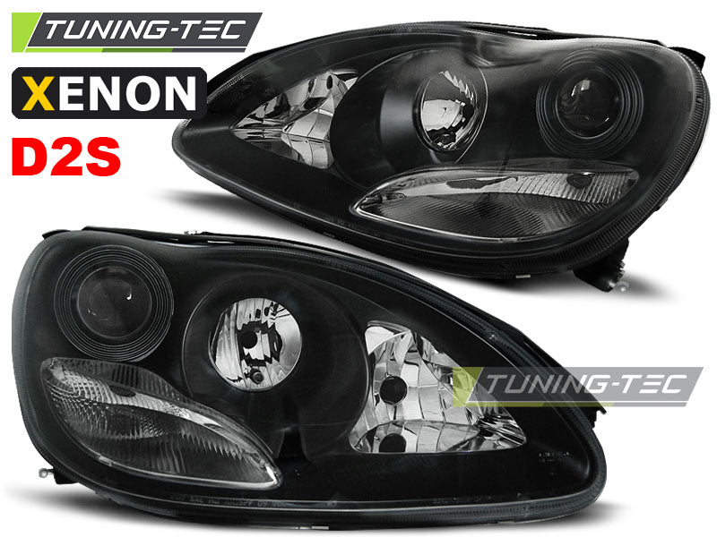 Phares au xénon noirs compatibles avec Mercedes W220 Classe S (10.02-05.05)