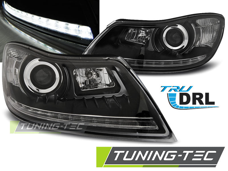 Phares avec feux de jour noirs pour Skoda Octavia 09-12