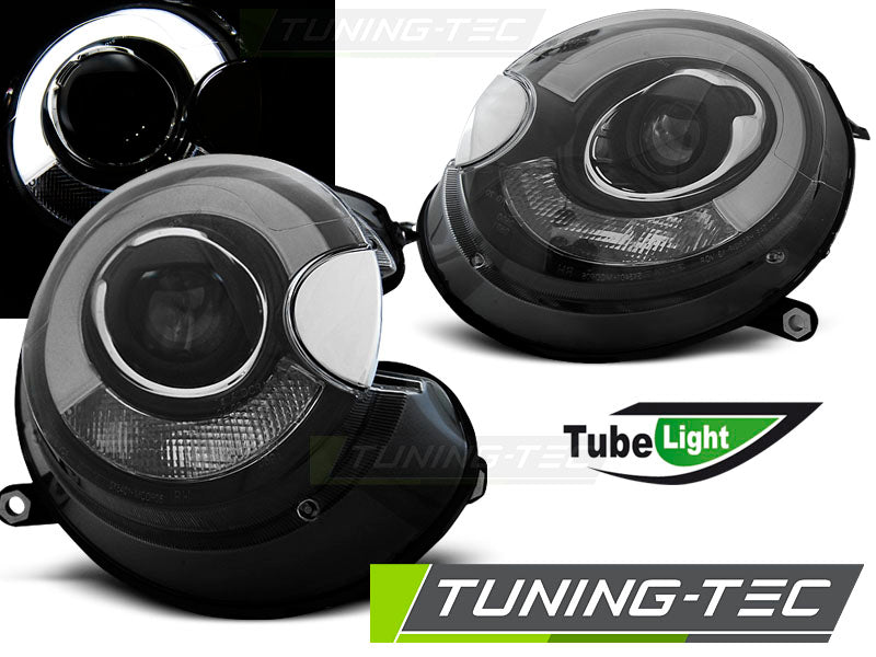 Phares tubulaires noirs compatibles BMW Mini (Cooper) 06-14
