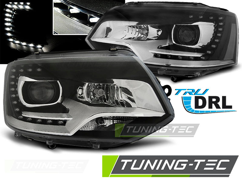 Phares avec feux de jour noirs (DRL) compatibles VW T5 10-15