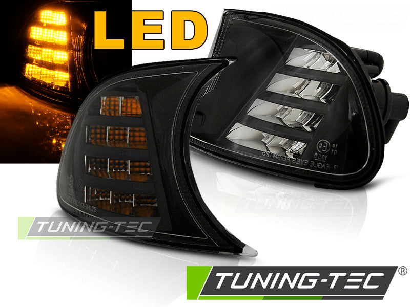 Feux de direction avant à LED noirs compatibles BMW E46 04.99-08.01 C/C