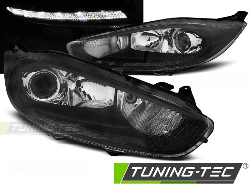 Feux de jour à LED noirs pour Ford Fiesta MK7 (2013-2016).