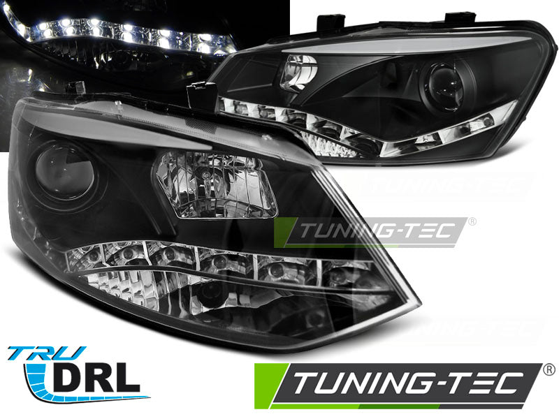 Phares avec feux de jour noirs compatibles VW Polo 6R 09-03.14
