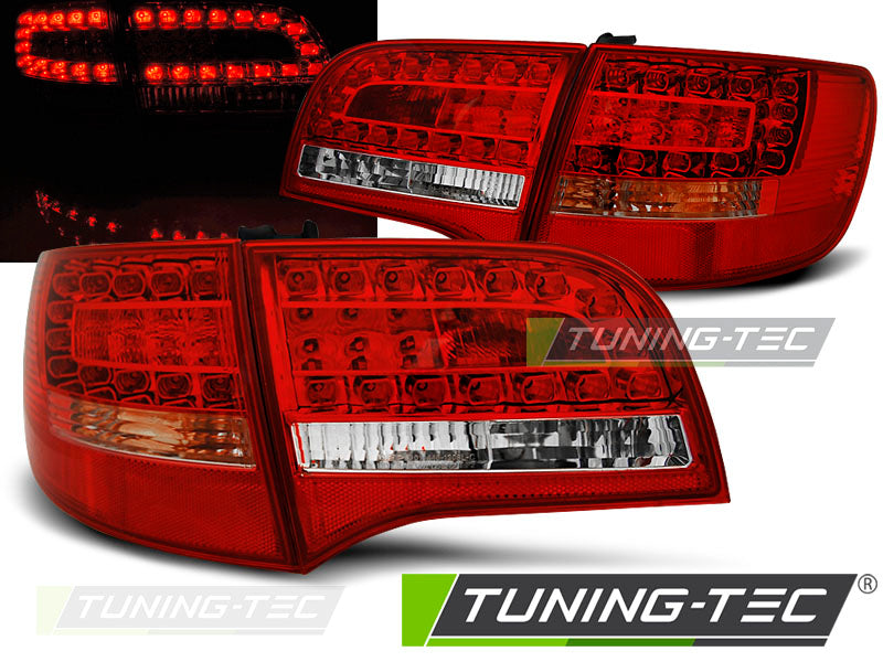 Feux arrière à LED rouge et blanc compatibles avec Audi A6 C6 Avant (2005-2008)