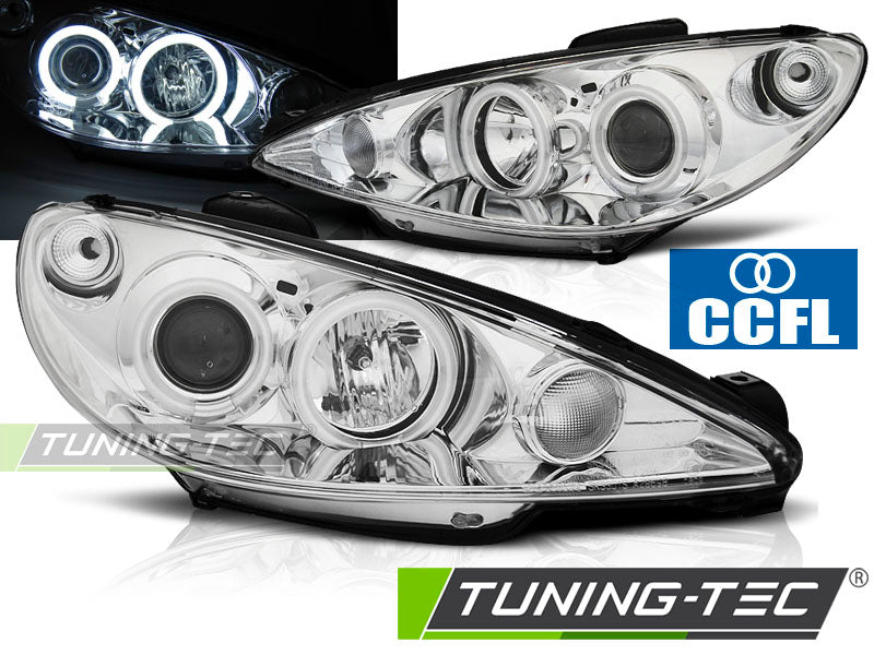 PEUGEOT 206 02 - FEUX ANGEL EYES CHROMÉS CCFL