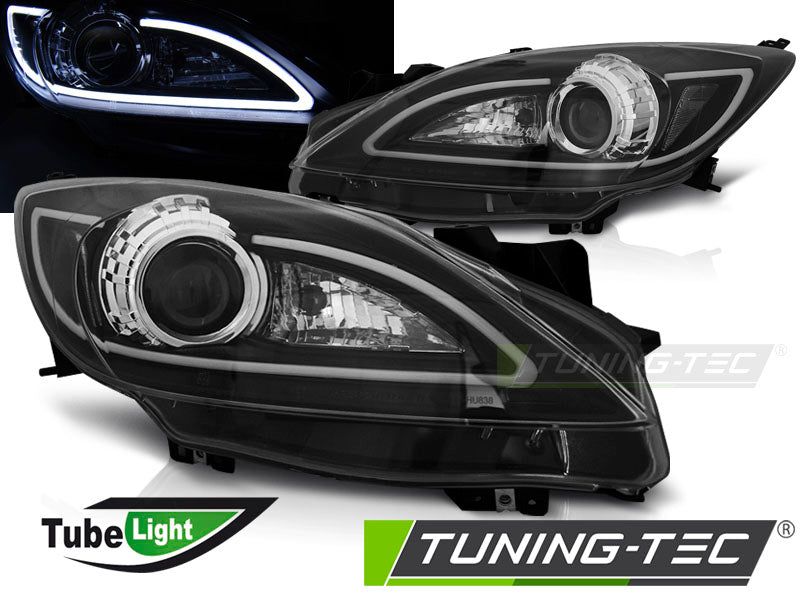 Feux tubulaires noirs pour Mazda 3 (2009-2010).