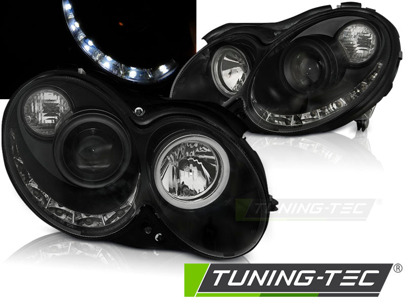 Phares de jour noirs compatibles avec Mercedes CLK W209 03-10