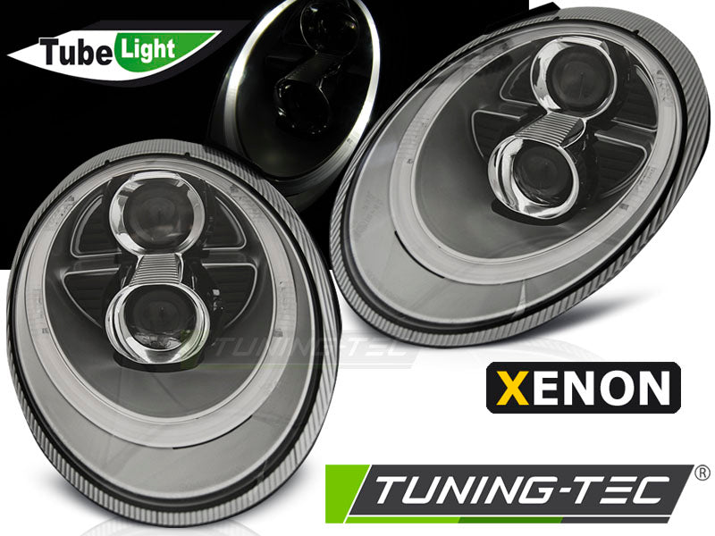 Phares au xénon, tube lumineux argenté, compatibles avec Porsche 911 (997) 04-09